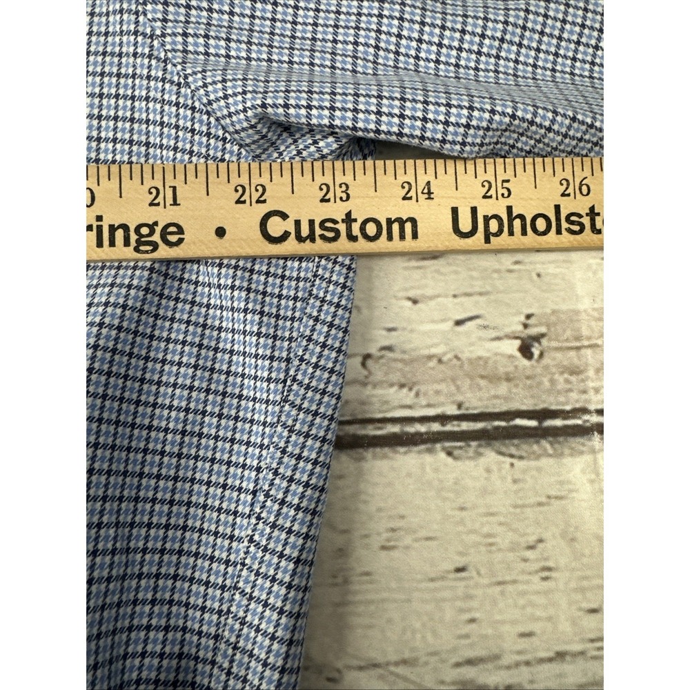 David Donahue Mens Fit Dress Shirt Blue White Micro Check 16 32/33 Cotton - Picture 8 of 10